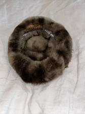 Vintage Mink Hat Pill Box Netting Round 1960s