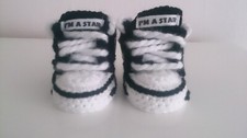 CHRISTMAS BABY CROCHET SHOES YOURS BABY'S NAME TRAINERS HANDMADE SNEAKERS BLACK