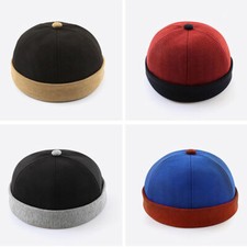 Men Docker Skullcap Sailor Hat Cap Beanie Hip Hop Rolled Cuff Brimless Retro New