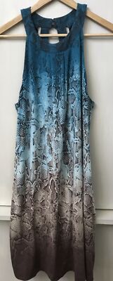 White House Black Market Dress Blue Tan Ombre Animal Snake Skin Print Size PL