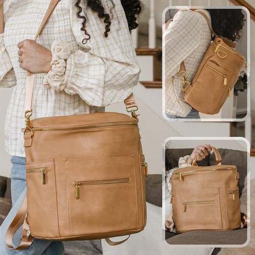 Bolsa de Pañales Mochila Bolsa de Pañales para Bebé, Bolsa de Pañales de Cuero Grande Mochila con 1... - Imagen 4 de 7