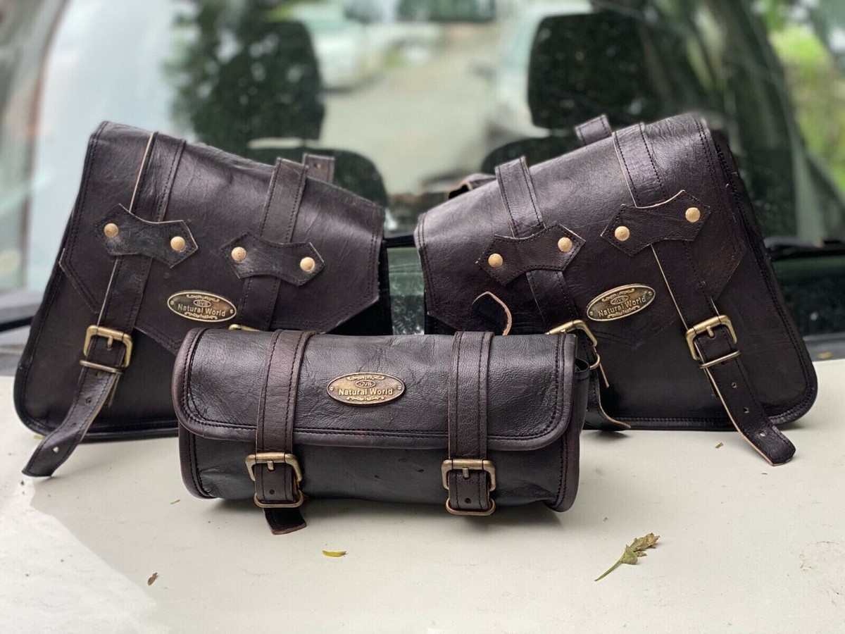 Vintage Motorcycle Vintage Leather Saddlebags Luggage Tool Bags (Handmade  Bags