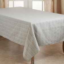 Saro Lifestyle 104" x 65" Cotton Stitched Squares Tablecloth Gray: