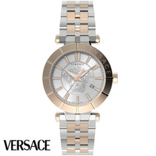 Versace VE2B00521 V-Race silver rose gold Stainless Steel Men's Watch NEW