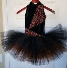 Creations By Cicci Dance Costume Tutu Recital Competition Black Orange Child M