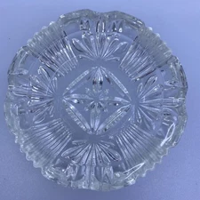 Vintage Clear Crystal Cut/Pressed Glass Cigarette Ashtray