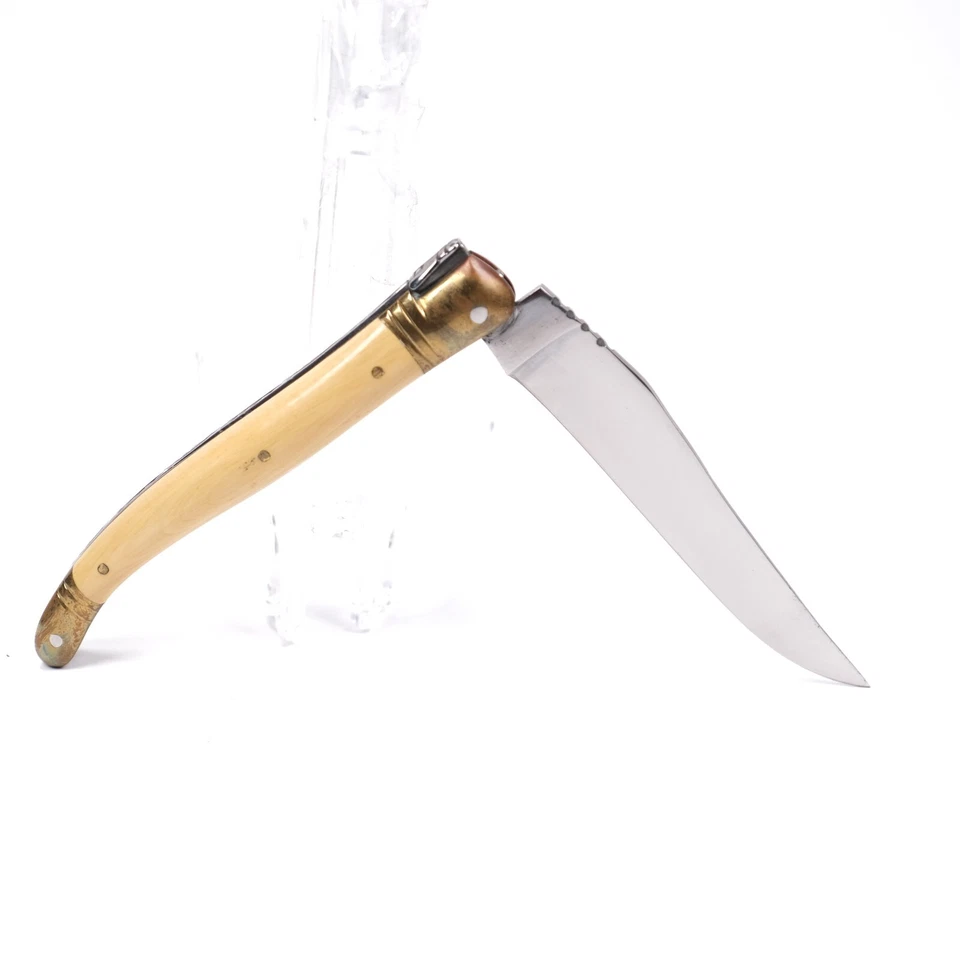 NOVA FACA DE BOLSO DOBRÁVEL FRANCESA LAGUIOLE EN AUBRAC CABO DE BUXO FEITA À MÃO - Imagem 2 de 4