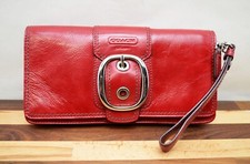 Coach Bleecker Clutch Red Patent Leather Credit Card Wristlet - Never Used 