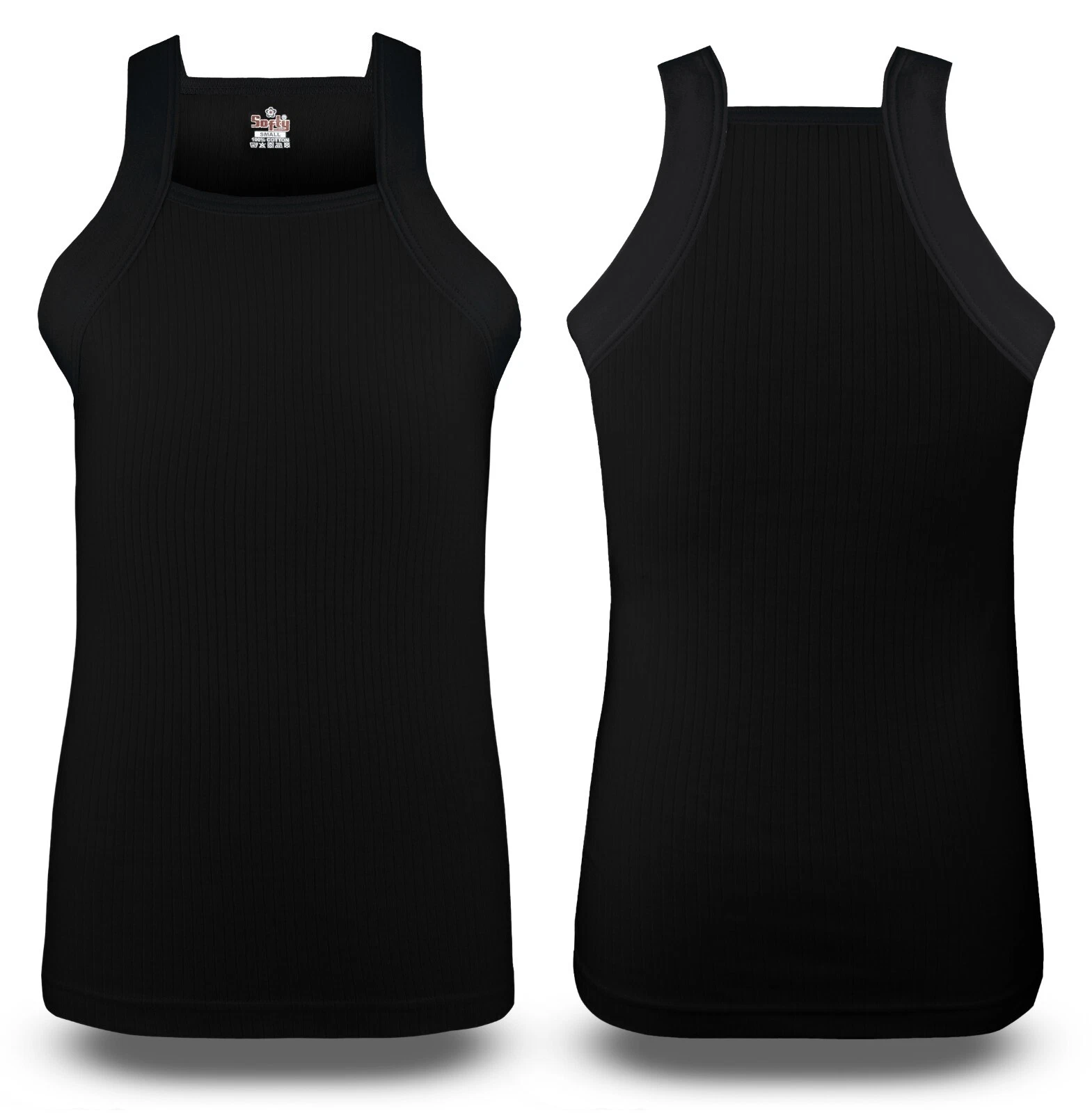 6 Piece Mens Vest Designer Cut cotton Rib Vests RIB GYM TANK TOP SLEEVELESS
