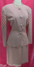 DAYMOR COUTURE Rose Beaded Evening Mother of the Bride Skirt Suit 10 VTG 80s NEW