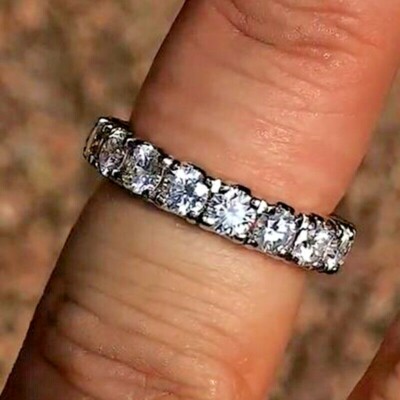 2.50CTW Round D/VVS1 Moissanite Wedding Eternity Band Ring 14k White Gold Plated