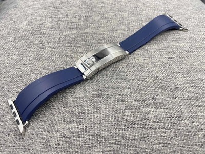 Blue Deployment Buckle Oysterflex Band Strap For Apple Watch 8/S10 Ultra 2 42-49