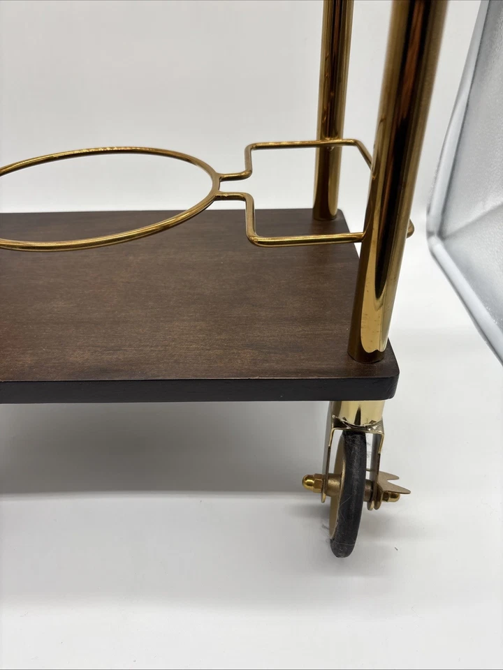 Carro portaequipajes de vino Godinger dorado de acero inoxidable Foto 3 de 4