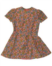VINTAGE Womens A-Line Dress UK 12 Medium Pink Floral BZ15