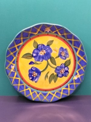 Normandy by Centrum 8'' Salad Plate Scalloped Blue Flowers and Bees-Discontinued 
