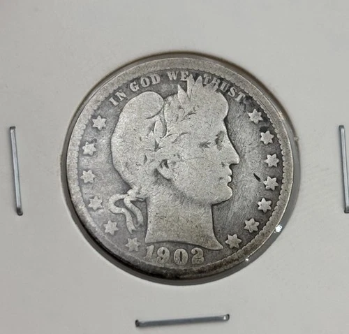 1902 O Barber Quarter 25C Liberty Head Ungraded 90% Silver US Coin