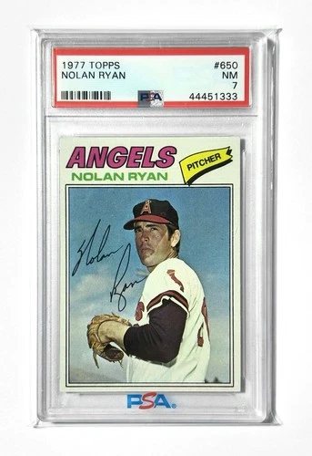 1977 Topps Baseball Card #650 Nolan Ryan HOF California Angels PSA 7 NM