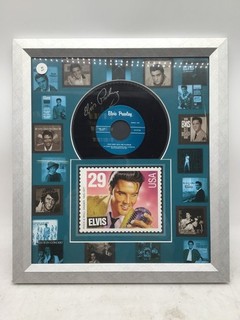 Elvis Presley Framed Gold & Platinum Record Display With Stamp & Album Covers