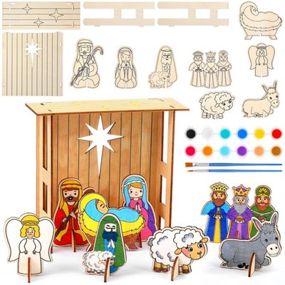 MiniInflat 12 Pcs Christmas Wooden 11.02 x 12.6 x 1.18 inches, multicolor 