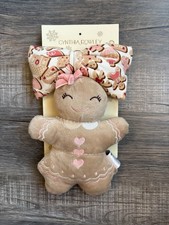 Cynthia Rowley New York Gingerbread Girl Plush With Head Band Bow Pink Christmas