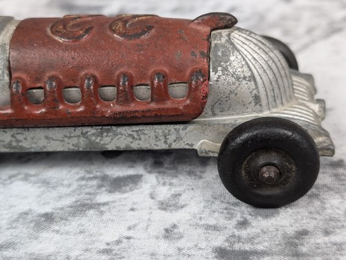 Hubley Cast Iron Toy Car 1930’s Racer #22 Vintage Red Silver - Picture 7 of 19