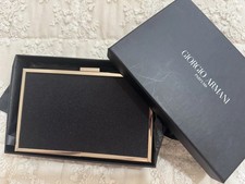 Giorgio Armani Parfums Black Gold Hard Case Box Clutch Evening Bag Womens
