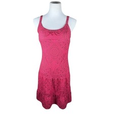 Prana Quinn Dress Medium Pink Burgundy Mandala Geometric Sleeveless Stretch Boho