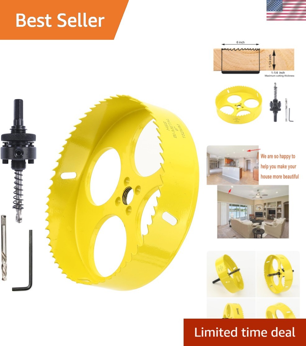 6 Inches 152 mm HSS BI-Metal Hole Saw Heavy Duty Steel Cornhole Boards Hole S 6 Inches 152 mm HSS BI-Metal Hole Saw Heavy Duty Steel Cornhole Boards Hole S