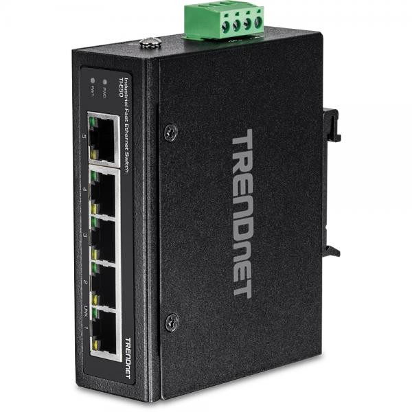 Trendnet TI-E50 switch di rete Non gestito Fast Ethernet [10/100] Nero (TRENDnet - Immagine 2