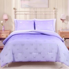 Size Comforter Sets with Sheets for Girls-7 Pieces Size Full Silver Butterfly