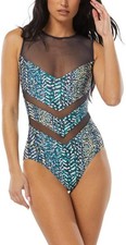 Vince Camuto Women s High-Neck Zip Back One Piece Swimsuit Multi 6