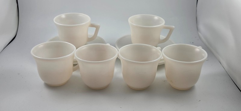 Vintage Hazel Atlas Little Hostess 1930s - 1950s Child Tea Set White Set of 6