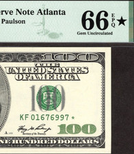 2006A $100 ATLANTA * STAR * ⭐️ FRN. PMG GEM Uncirculated 66 EPQ Banknote.
