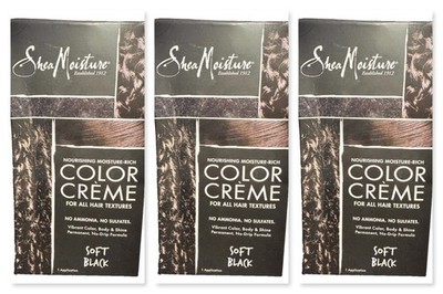 3 Shea Moisture Color Creme SOFT BLACK Hair Color New In Box  (044)