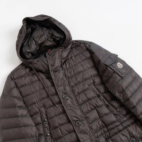 Moncler Benjamin Giubbotto Mens Brown Gray Down Puffer Jacket Hooded Quilted image 6