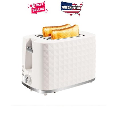 Toaster 2 Slice Wide Slot Beige Removable Tray Bagel Defrost Adjustable Settings