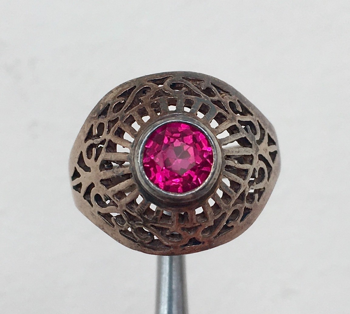 Ring № 66 Vintage Soviet Red Ruby Ring Silver Rin… - image 7