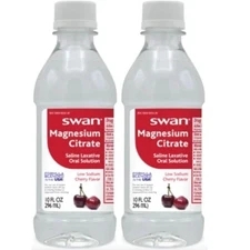 New! Swan Cherry Magnesium Citrate Oral Solution 10 Oz. Laxative PACK OF 2