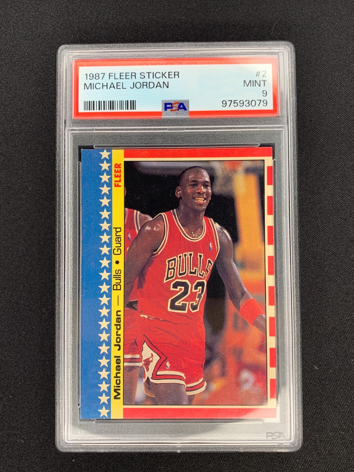 1987 Fleer Sticker Michael Jordan #2 PSA 9