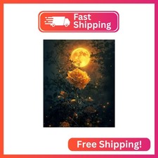 QQCYLYY Diamond Art Kit, Moonlit Rose, 5D Full Drill, 12x16in