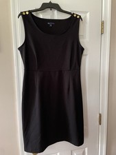 Gap Dress Women Size 14 Sleeveless Sheath Black Stretch With Gold Buttons