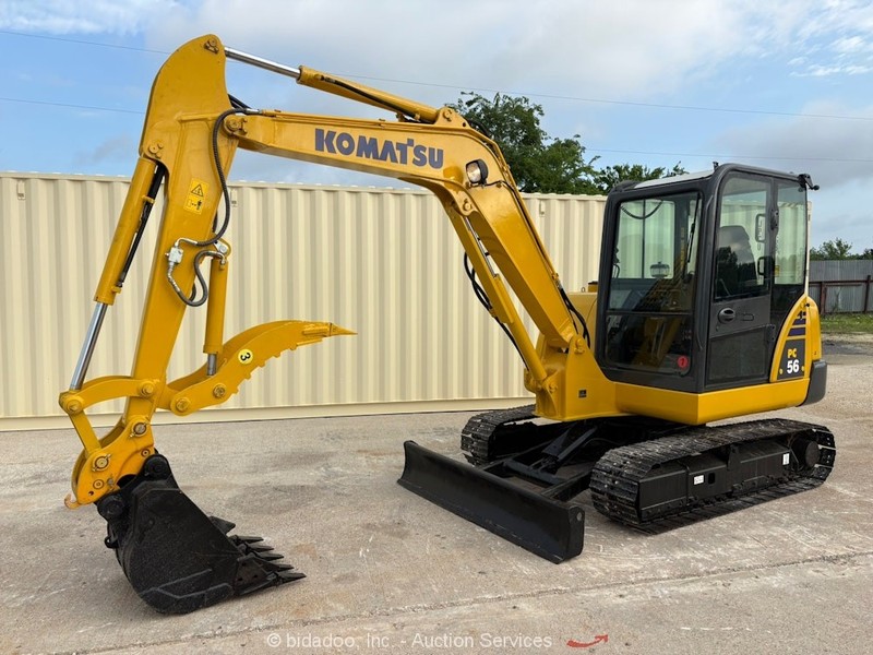 2019 Komatsu PC56-7 Mini Excavator Trackhoe Dozer Cab A/C Aux Hyd Thumb bidadoo