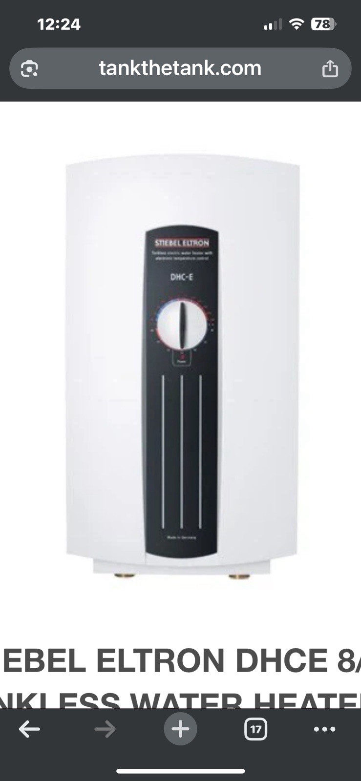 New Stiebel Eltron Electronic Tankless Water Heater 12.0/9.0kW 240/208V