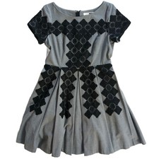 Tracy Reese Melaena Embroidered Short Sleeve Dress Anthropologie Gray Sz M