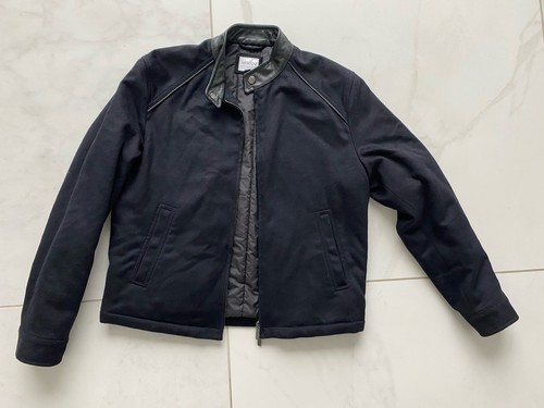 Armani Collezioni Hombres Chaqueta Bomber Cuero Cachemira Mezcla Lana Cremallera 42 - Imagen 9 de 12