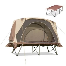Himalaya Foldable Camping Cot with Tent，Single Person Folding Cot Combo Sand