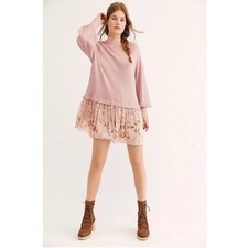 NEW! Free People 'Opposites Attract' Layered-Look Dress in PINK (XS)