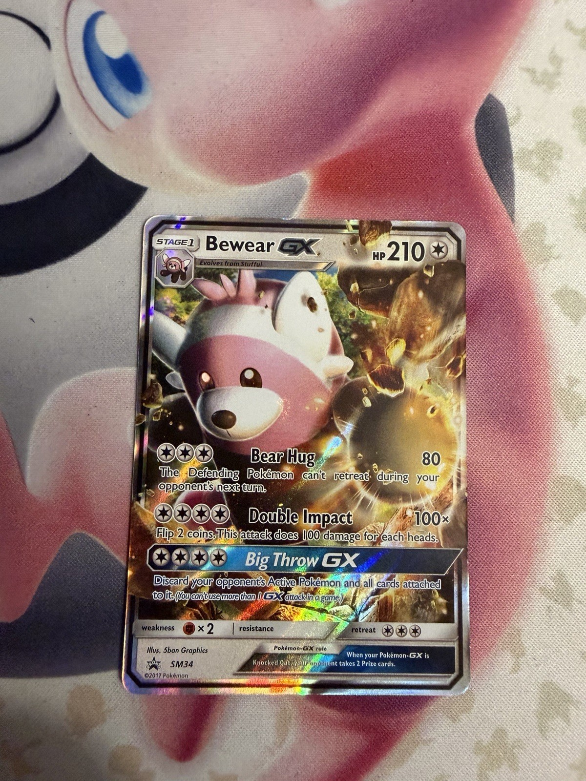Pokemon Tcg Bewear GX SM34 Sm Holo NM Condition