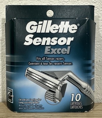 New Gillette Sensor Excel Men's Razor Blade Refills, 10 Count