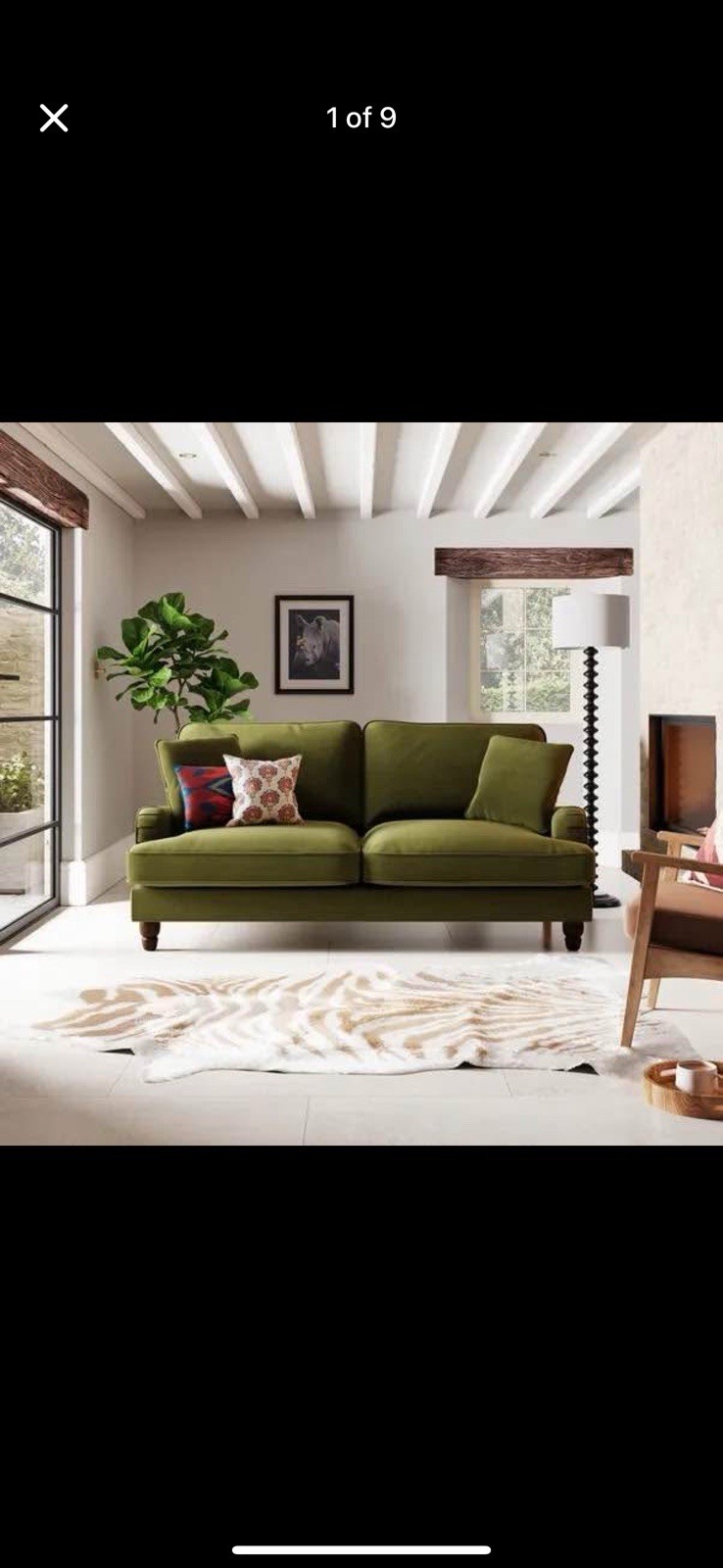 Dunelm Beatrice Olive Green 3 Seater Sofa